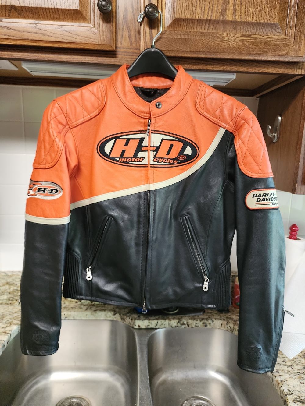 Harley-Davidson Black and Orange Leather Racing Jacket